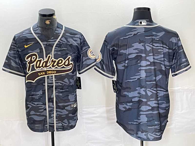 Men%27s San Diego Padres Blank Gray Camo Cool Base Stitched Jersey->texas rangers->MLB Jersey
